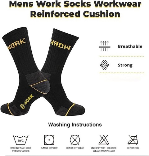 1,3,6 & 12 Men Work Socks Workwear Reinforced Cushion Sole Boot Socks Size 6-11 - Picture 5 of 16