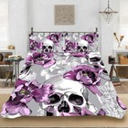 Wonderful Purple Skull Flower 3D Quilt Duvet Doona Cover Set Pillow case Print
