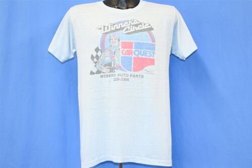 vtg 70s JOHNNY RUTHERFORD INDY 500 WINNERS CIRCLE CAR QUEST AUTO PARTS t-shirt M - Picture 2 of 6