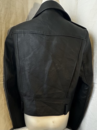 ZARA BASIC OUTERWEAR BLACK FAUX LEATHER ZIPPERED POCKETS MOTO BIKER JACKET  M - Bild 4 von 15