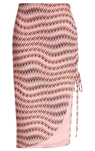Neu mit Etikett!! Nordstrom OPEN EDIT Gr. S rosa seitlich geraffter geometrischer Wellenrock • MÄNGEL!!