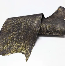 Gold Metallic Salmon Skin Soft Leather Black Single One
