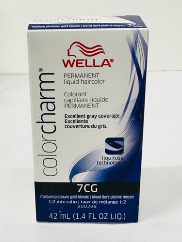 WELLA COLOR CHARM PERMANENT DYE LIQUID 7CG MEDIUM PLATINUM GOLD BLONDE PACK OF 6 - Picture 3 of 4