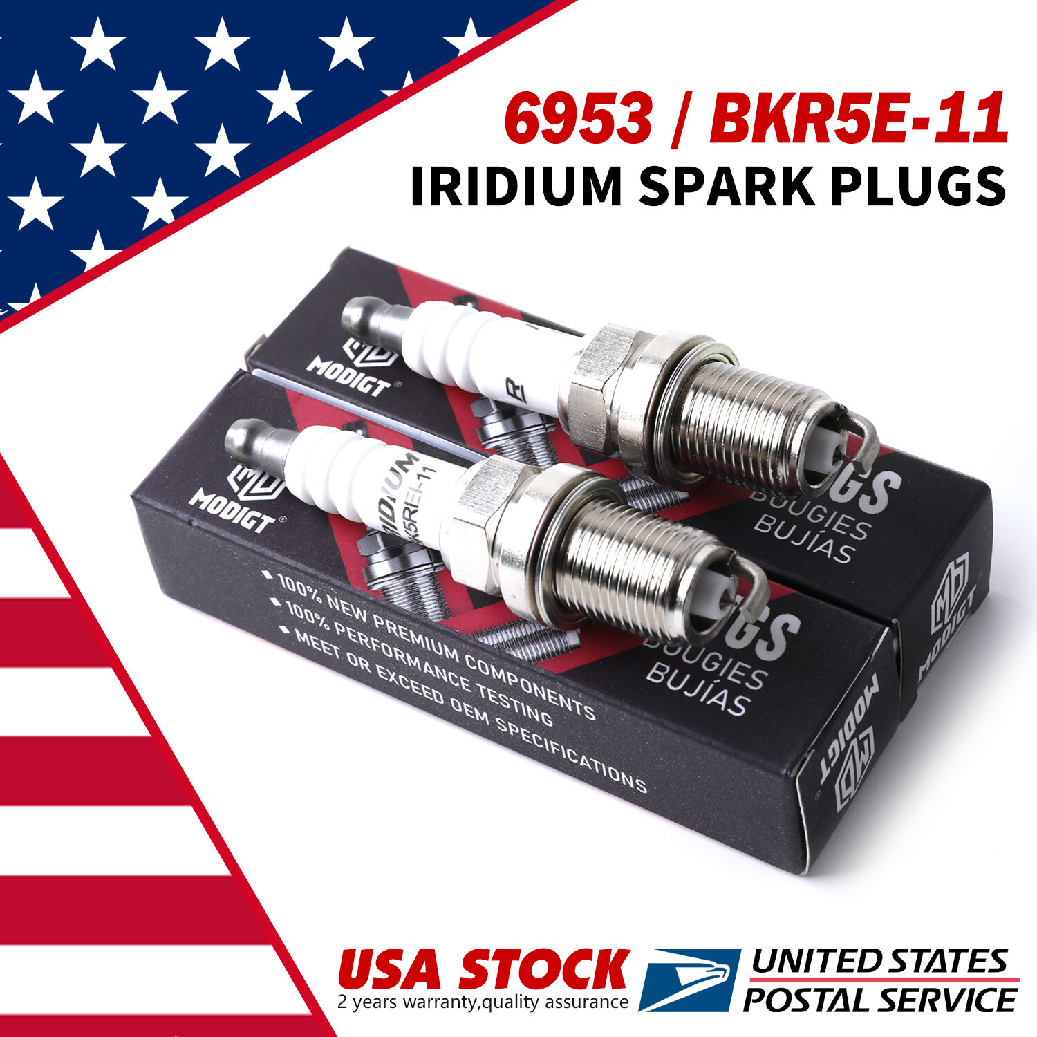 2PCS Fit NGK 6953 Spark Plug BKR5E11 For Nissan Toyota Audi VW Mazda Kia NEW