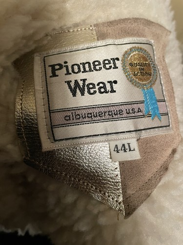 Pioneer Wear Mens 44L Coat Western Sherpa Beige Suede Leather Jacket - Picture 6 of 8