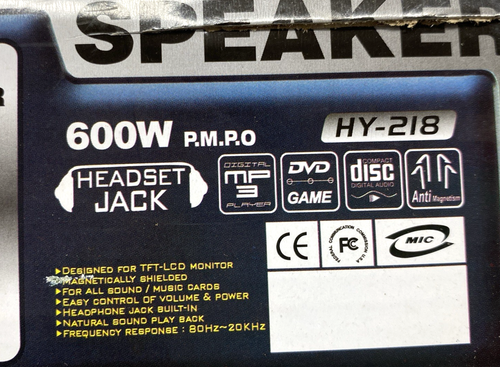 HI-SOUND 600W COMPUTER PC SPEAKERS HY-218 - MINT BOXED - Afbeelding 9 van 10