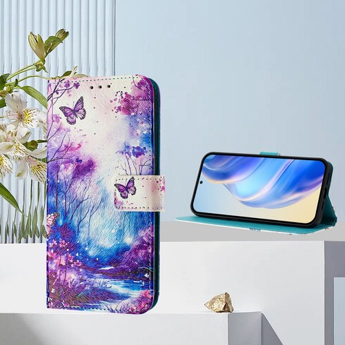 Butterfly Patten Painting Card Pocket Cover Cell Phones Case With Strap - Photo 19 sur 27