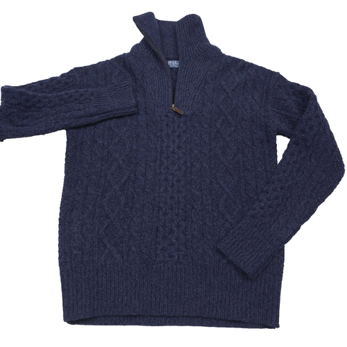 $398 Polo Ralph Lauren Aran Knit Wool Alpaca Zip Pullover Sweater Mens Large - Picture 6 of 9