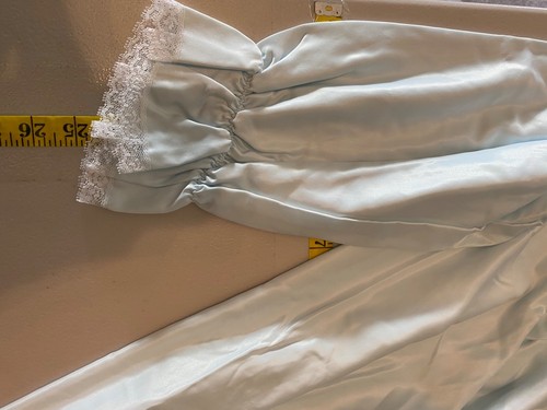 Vanity Fair Blue Long Sleeve Nightgown Lace Trim Floral Details Large - Picture 10 of 10