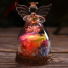Angel Gifts for Women Mom Grandma Preserved Real Rose in Glass Angel Figurine...