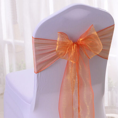10/20/50/100/150 Stck. Organza Stuhlhusse Schärpe Schleife Hochzeit Party Veranstaltungsort Dekoration - Bild 13 von 14