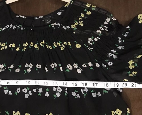 Ann Taylor Medium Summer Dress Floral Black Flutter Sleeve Midi Women’s Size M - Picture 4 of 6