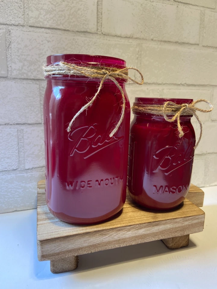 Centro de mesa tarro de albañil granate, ducha de boda rústica, fiesta de graduación Foto 2 de 2