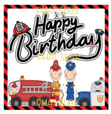 Sublimation Print Fireman & Policeman Birthday Ready To Press Heat Transfer