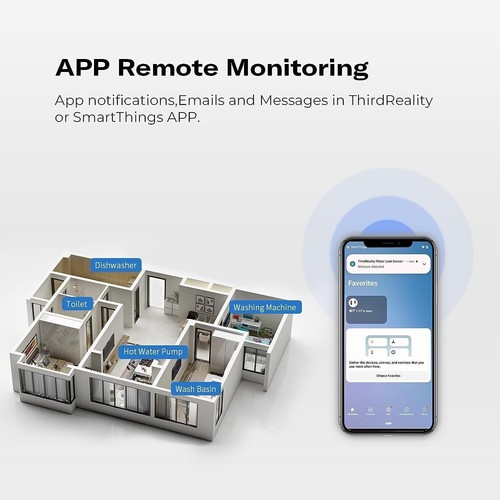 Zigbee Water Leak Sensor 2 Pack - 120 dB Alarm & App Notifications Included - Picture 7 of 8