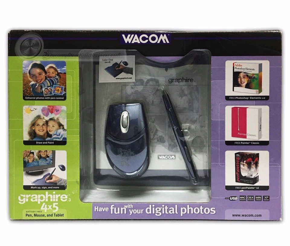 Wacom Graphire 3 4x5 USB Tablet w/Pen, Mouse & Software CD's CTE430SA - Image 4 of 4