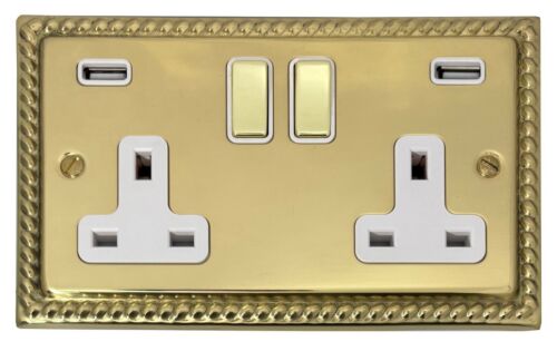 Monarch Roped Polished Brass MB2 Light Switches, Plug Sockets, Dimmers, Cooker - Picture 4 of 53