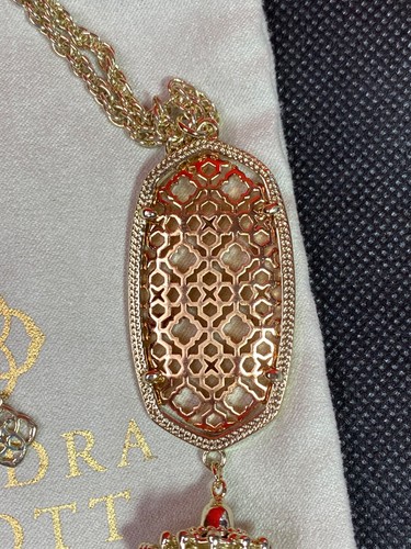 Kendra Scott Set Long Necklace Pendant Tassel & Earrings Goldtone/Antique Gold - Picture 21 of 24