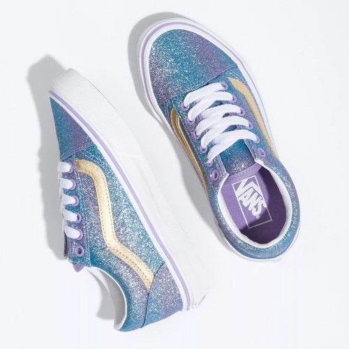 Vans Old Skool Grade School Glitter Purple Shoe Youth Size 5 - Picture 2 of 4