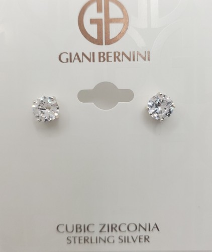 Giani Bernini Sterling Silver Round Cubic Zirconia Stud Earrings 8mm - Picture 3 of 8