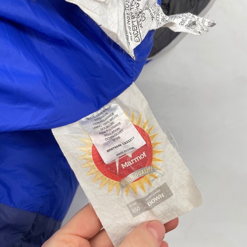 Marmot 15° F/-26 C Sawtooth Long 650 Fill Power down Sleeping Bag Mummy blue - Picture 8 of 15