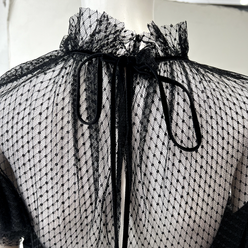 $2990 Dolce&Gabbana Black Lace Cady Shift Fay Sheer-Yoke Dress size 10 IT 46 - Picture 10 of 13
