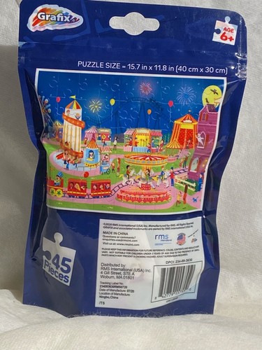 NEW Grafix Night At The Fairground 45pc Jig Saw Puzzle (15x11) Age 6+ Children - Picture 2 of 2