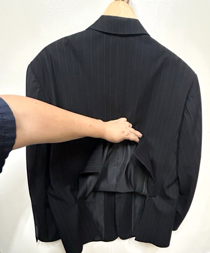 Vittorio St Angelo Blazer Men Size 46R Black w White Pinstripes, Pockets - Picture 7 of 16
