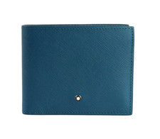 MONTBLANC SARTORIAL 6CC WALLET PETROL BLUE LEATHER 124380 NEW ITALY BOX RARE