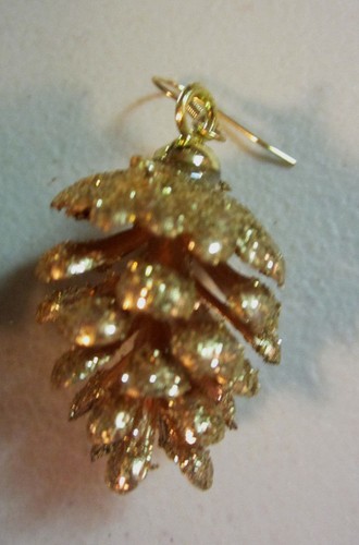 PENDIENTES DE ACCIÓN DE GRACIAS Navidad ORO CONO DE PINO 925 Artesanales Nora's EE. UU. - Imagen 5 de 6