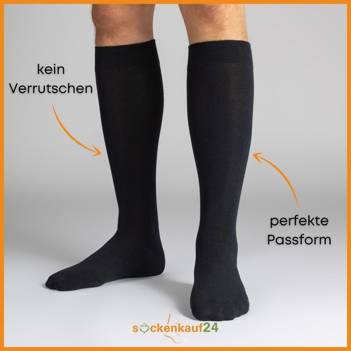 4 | 8 Paar Kniestrümpfe Herren Damen Schwarz Baumwolle mit Komfortbund ohne Naht - Bild 19 von 27