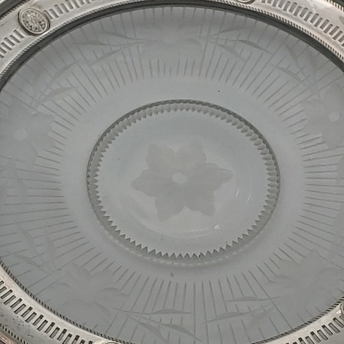Set of two 5.75" diameter Sterling and Cut Glass Plates Vintage Antique - Picture 7 of 11