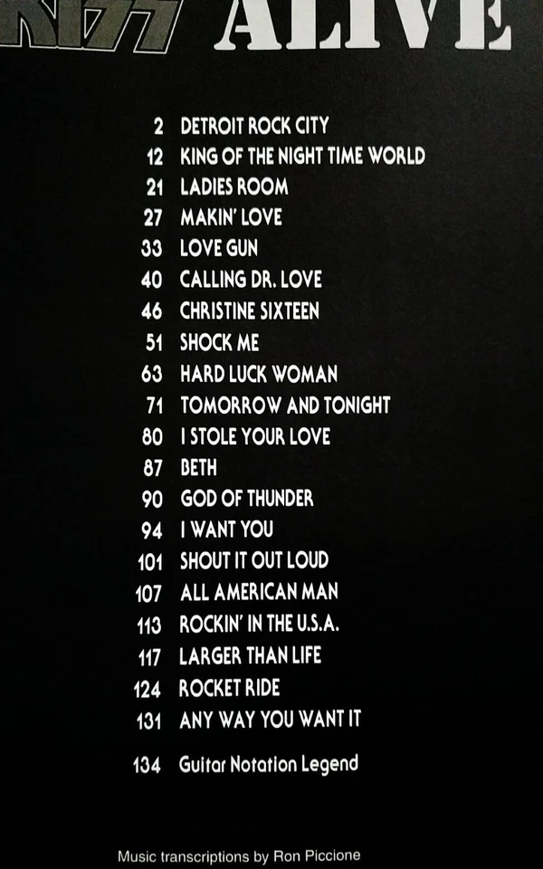 KISS GUITAR TAB / TABLATURE / ***BRAND NEW*** / KISS ALIVE II / KISS SONGBOOK - Image 2 of 3