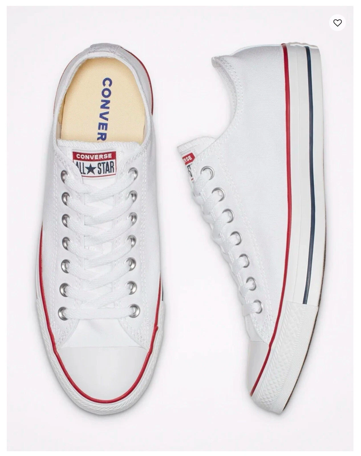 $60 Converse All Star Ox Ottica Bianca Unisex Donna 8 5 o Uomo 6 5 NUOVE