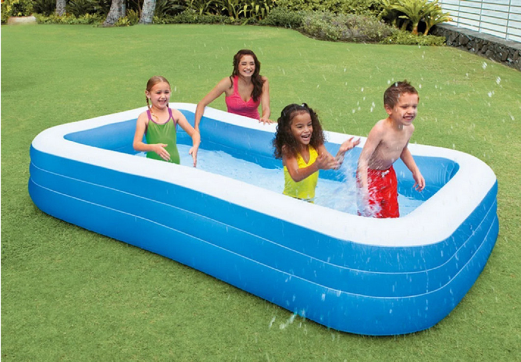 Grande Intex inflable rectangular remo piscina familiar jardín exterior