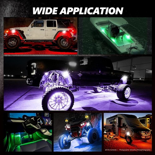 OPT7 Fotón 8 Cápsulas RGB Bajo Resplandor LED Imán Luz de Roca Control Remoto Todoterreno Camión Jeep - Imagen 8 de 10