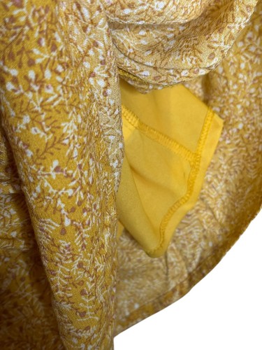 Old Navy Women's Dress Pleated Bodice Floral Silk Sleeveless Lined Mustard Sz.XL - Picture 6 of 11