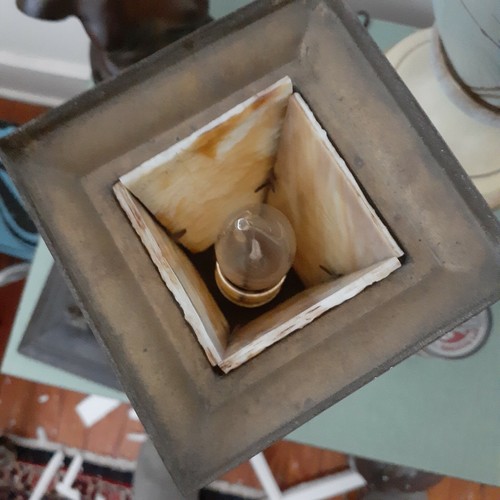 Paar Schlackenglas Cherub Messing und Metall Mantellampen  - Bild 9 von 12