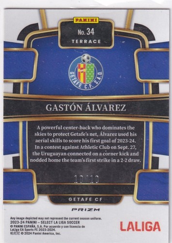 Panini Select La Liga 2023-24 No. 34 Gaston Alvarez Gold Wave Prizm 10/10 - Bild 2 von 2