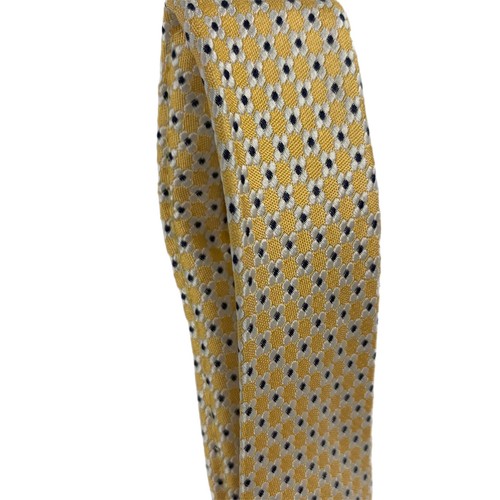 Cravatta uomo Roundtree & Yorke seta oro fatta a mano lunga 60" classica diamante - Foto 4 di 5