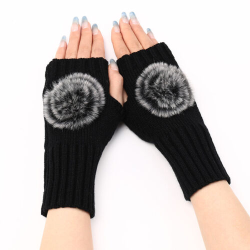 Männer Frau Winter Warme Fingerlose Handschuhe Halb Finger Gestrickte K - Bild 13 von 21