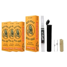 Zig Zag 4 Pack 1 1/4 Combo Rolling Papers- Bundled 3ml Gluegar, Wood & Glass Tip