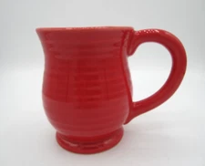 Wheatland Pottery Red Pitcher Shaped Ribbed 16 oz Coffee Tea Mug (488)