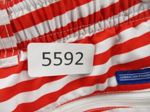 Bañador AFTCO para hombre mediano rojo blanco azul bandera americana malla forrada traje de baño - Imagen 18 de 18
