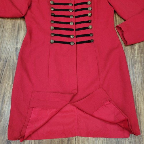 Vintage Red Military Style Dress Moda Intel Wool Blend Gold Buttons 1990s Sz 16 - Picture 6 of 16