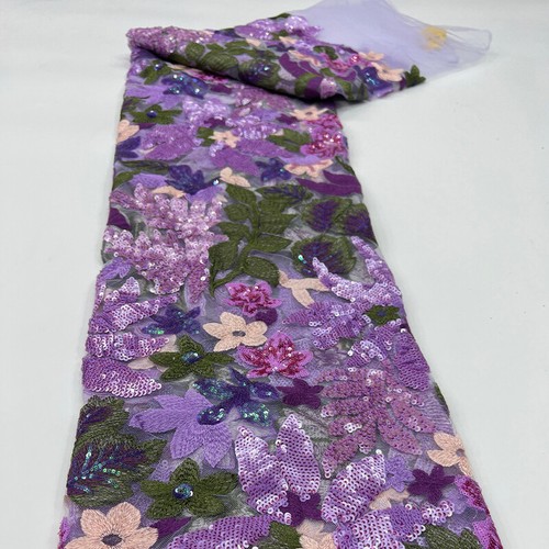 Abito da sera 3D ricamo paillettes rete fiore filo colorato tessuto pizzo panno - Foto 18 di 22
