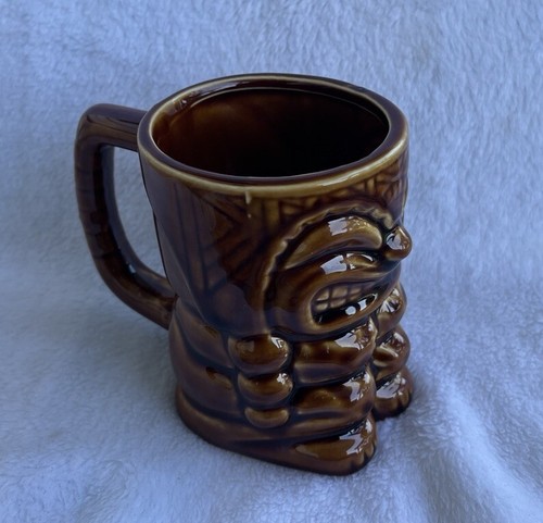 Tazza vintage ceramica Tiki God faccia marrone caffè tè tazza con manico - Foto 6 di 10