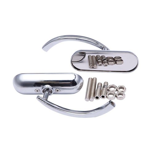 Pair Chrome Mini Motorcycle Oval Mirror For Harley Davidson FXST FXR FXD Custom - Picture 12 of 12
