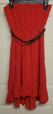 Forever 21 Size Small Womens Reddish Pink High Low Dress With Brown Braided Belt