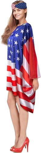 plus Size American Flag Stars Stripes Dress and Headband, 4Th of July Patriotic - Picture 4 of 7